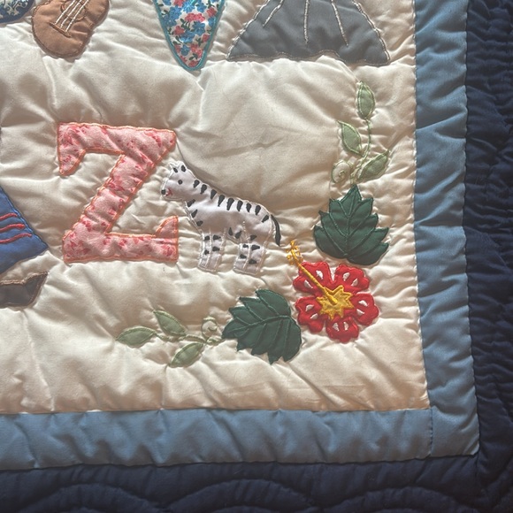 Hawaiian Alphabet ABC Keiki Baby Quilt Navy Colorful Aloha - Picture 6 of 8